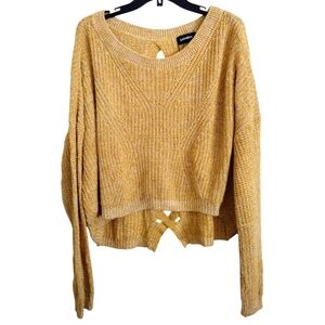 Express Long Sleeved Yellow Sweater With Cut Out Back Size Large